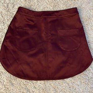 H&M Womens  Skirt Red Satin Mini Woven Pencil Pockets Side Zipper